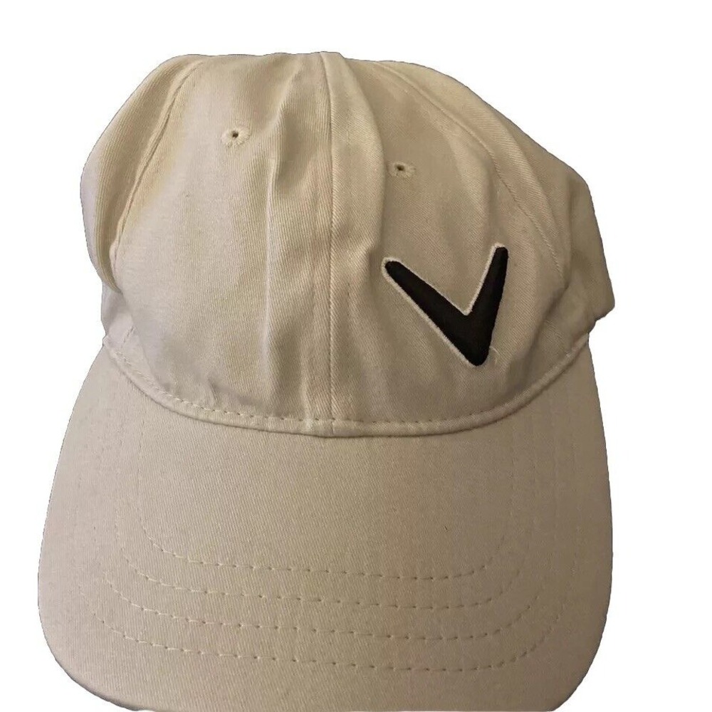 Callaway Golf Embroidered Logo Hat Khaki Cap Stretch Fitted Tek Flex Fit CA55666